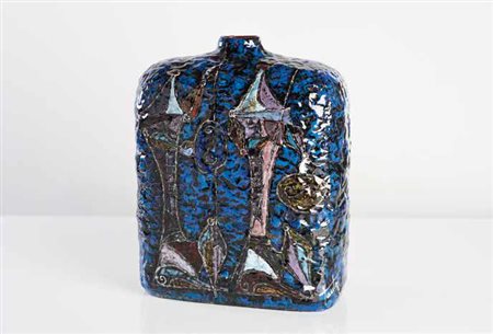 MARCELLO FANTONI (1915-2011) Vaso in ceramica smaltata con disegni astratti,...