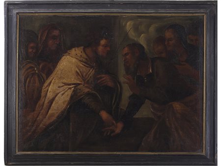 Scuola italiana (XVII secolo) Scena biblica 105x143 cm Olio su tela