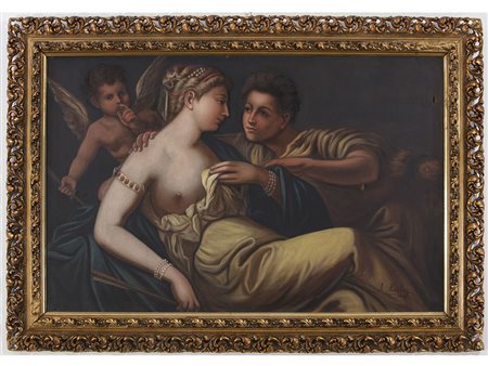 Autore non identificato (XIX secolo) Venere e cupido 68,5x105 cm Olio su tela