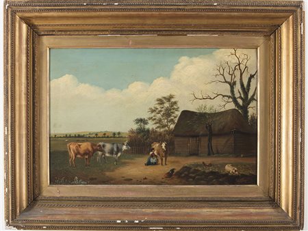 Shayer (XIX secolo) Campagna 40x61 cm Olio su tela