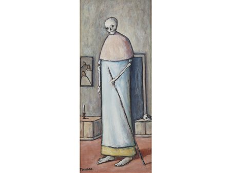 Fiorenzo Tomea (1910–1960) Senza titolo 57,5x25,5 cm Olio su faesite