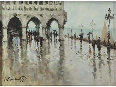 Guido Antonio Mantovani (1906-1988) Venezia 30x40 cm Olio su tela