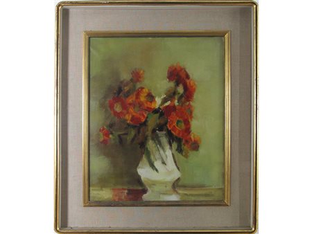 Anonimo (XX secolo) Vaso di fiori 60x50 cm Olio su tela