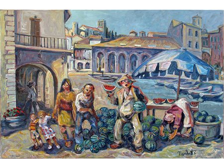 Tancredi Muchetti (1932) Venditore di angurie a Desenzano del Garda 150x100...