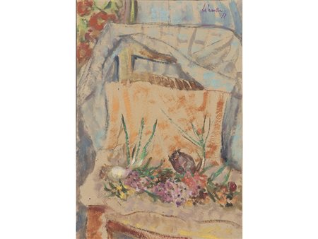 Vincenzo La Mantea (1928) Natura morta 53x37 cm Olio su carta applicata a tela