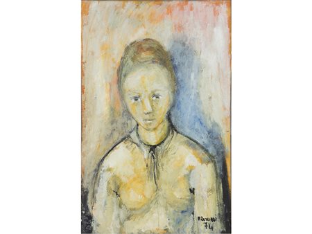 Autore non identificato (XX secolo) Ritratto di giovane ragazza 49x31 cm...
