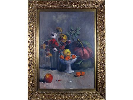 Autore non identificato (XX secolo) Natura morta 70x50 cm Olio su tela