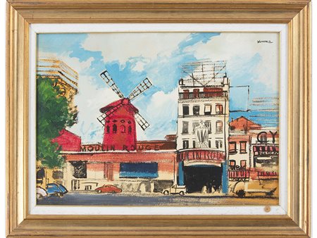 Pier Andrea Vaccaro (1939) Moulin rouge 50x70 cm Olio su tela