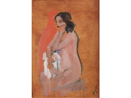 Renato Borsato (1927-2013) Nudo 48x34 cm Olio su tela