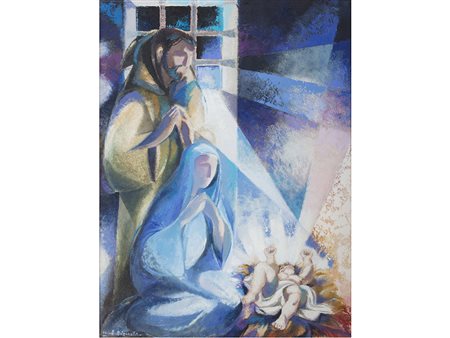 Alfredo Bolzonella (1934) Notte magica al Betleme 79x58 cm Olio su tela