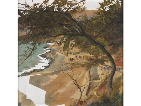 GBM Venturino (Savona) Costiera ligure 60x60 cm Olio su compensato