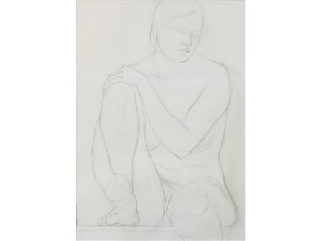 Anonimo (XX secolo) Nudo 75x45 cm Matita su carta