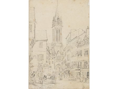 Giuseppe Canella (1788-1847) Chiesa di San Pietro (Caen) 21,5x15 cm Disegno...