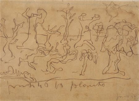 Lucio Fontana (1899-1968) Senza titolo, 1946 matita su carta, cm 21x28...