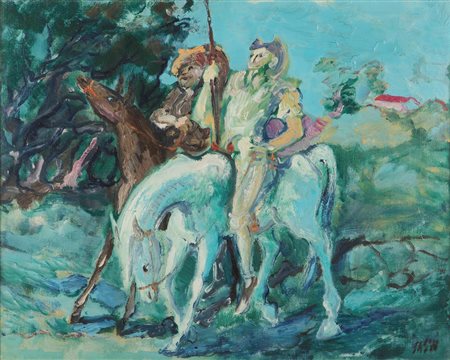 Aligi Sassu (1912-2000) La marcia di Don Chisciotte, 1966 olio su tela, cm...