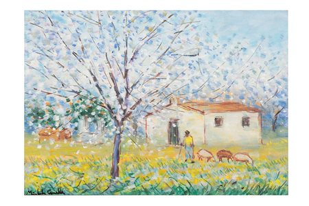 Michele Cascella (1892-1989) Paesaggio, 1965 olio su tela, cm 35x50 firmato...