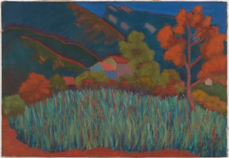Nicola Galante (1883-1969) Campo di avena e monti, 1960 olio su tela, cm...