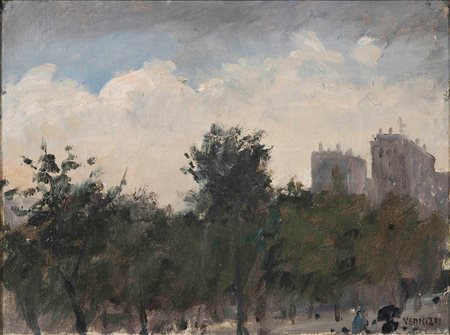 Renato Vernizzi (1904-1972) Periferia olio su tela, cm 30x40 firmato in basso...