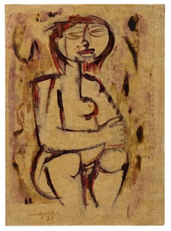 Giuseppe Migneco (1908-1997) Senza titolo, 1971 olio su tela, cm 29x20,5...