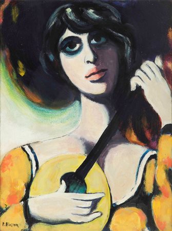 Pompeo Borra (1898-1973) Musicante olio su tela, cm 40x30 firmato in basso a...
