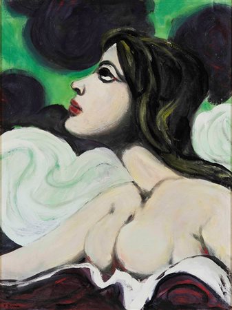 Pompeo Borra (1898-1973) Donna tra le nubi olio su tela, cm 80x60 firmato in...