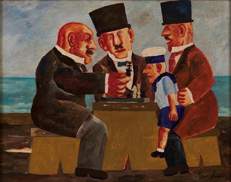 Franz Borghese (1941-2005) Senza titolo olio su tavoletta, cm 47x38 firmato...