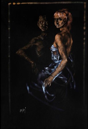 Alberto Sughi (1928-2012) Senza titolo tempera su cartoncino intelato, cm...