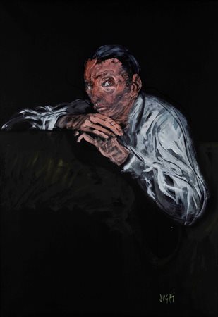 Alberto Sughi (1928-2012) Ritratto di uomo tempera su cartoncino intelato, cm...