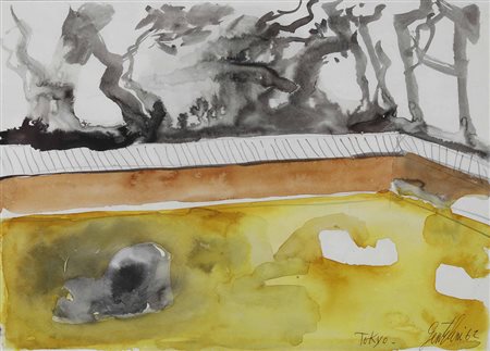 Franco Gentilini (1909-1981) Tokyo, 1972 acquarello su carta, cm 24x34...