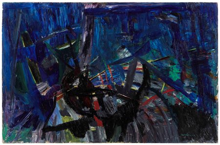 Bruno Cassinari (1912-1992) Burrasca, 1959 olio su tela, cm 65x100 firmato in...