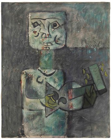 Ibrahim Kodra (1918-2006) Suonatore, 1961 olio su tela, cm 100x80 firmato al...