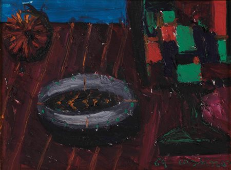 Bruno Cassinari (1912-1992) Senza titolo, 1969 olio su tela, cm 30x40 firmato...