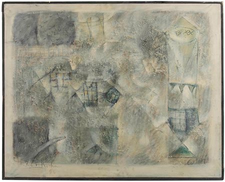 Ibrahim Kodra (1918-2006) Pesci di fiume, 1960 olio su tela, cm 80x100...