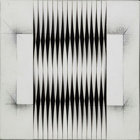 Alberto Biasi (1937) Sfuggenti, 1980-2000 olio su tela, cm 20x20 firmato,...