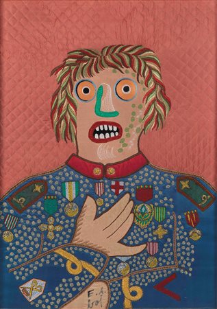 Enrico Baj (1924-2003) Generale, 1976 raso trapuntato con ricami ed inserti...