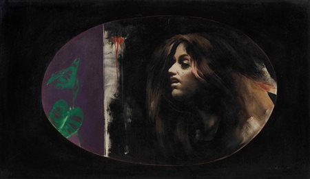 Omar Galliani (1954) Senza titolo, 1975 olio su tela, cm 70x120 firmato e...