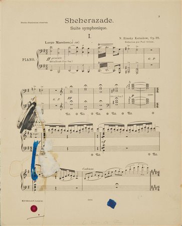 Giuseppe Chiari (1926-2007) Sherazade, 1970 tempera su carta da musica, cm...