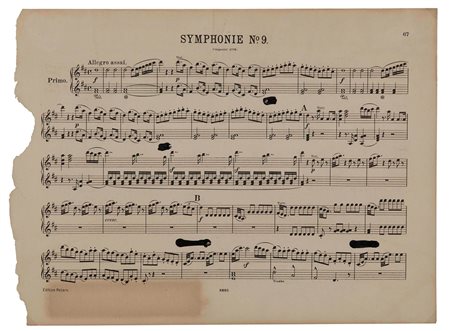 Giuseppe Chiari (1926-2007) Sinfonia n. 9, 1970 tempera su carta da musica,...