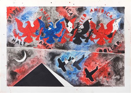 Franco Angeli (1935-1988) Senza titolo, 1983 acquerello su carta, cm 98x68...