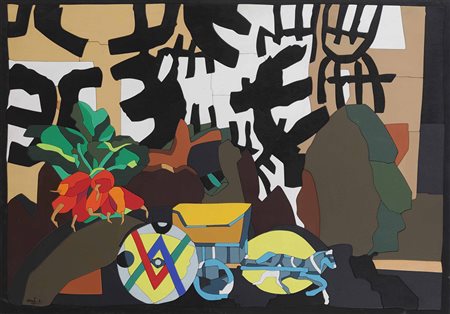 Ugo Nespolo (1941) So rare, 1990 acrilici su legno, cm 70x100 firmato in...