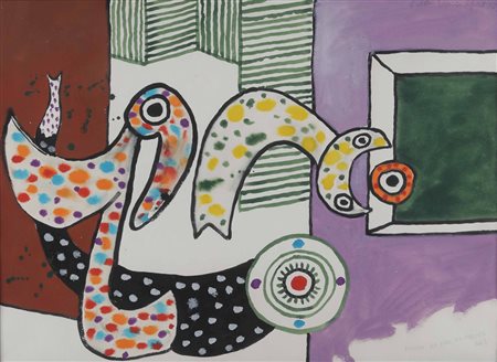 Alan Davie (1920-2014) Flight on the Flieblies n.1, 1972 tempera su carta, cm...