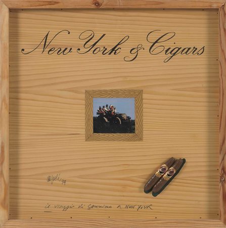 Fabio De Poli (1947) New York & Cigars, 1974 foto su legno, cm 50x50...