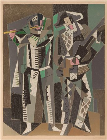 Gino Severini (1883-1966) Commedia dell’arte, 1958 litografia a colori, cm...