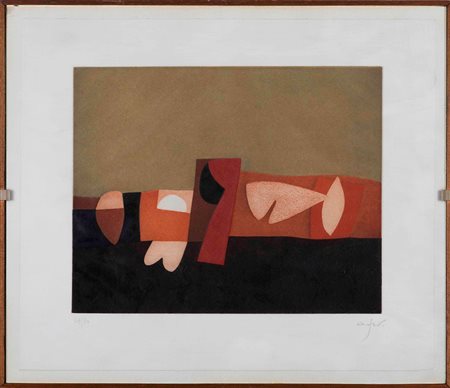 Afro Basaldella (1912-1976) Senza titolo litografia a colori, cm 28x33...