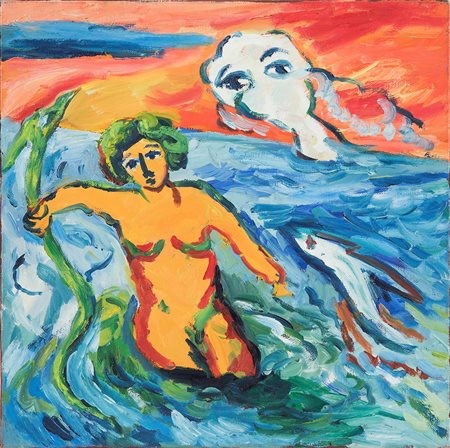 Mimmo Germanà (1944-1992) Senza titolo, 1987 olio su tela, cm 50x50 firmato e...