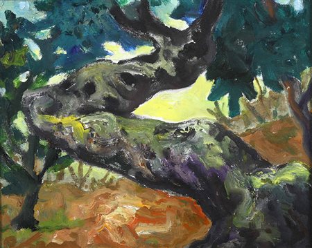 Carlo Levi (1902-1975) Carrubo giacente, 1974 olio su tela, cm 31x40 firmato...