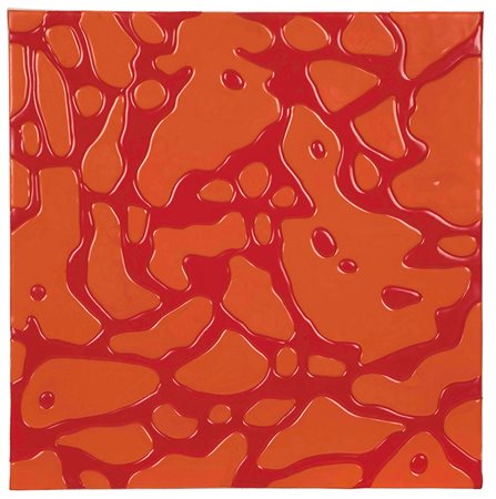 Davide Nido (1966-2014) Fluido Rossoarancio, 2008 colle su tela, cm 40x40...