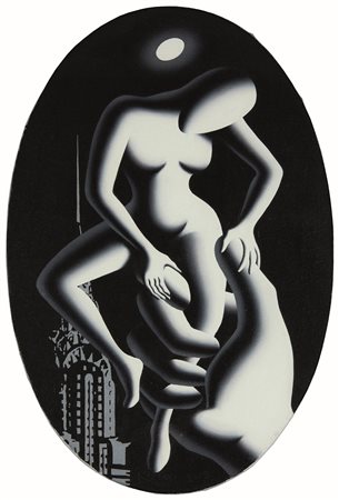 Mark Kostabi (1960) Trofeo sotto la luna, 2003 olio su tela, cm 45,7x30,5...