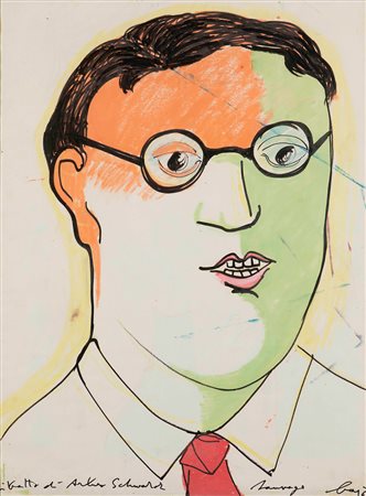 Enrico Baj (1924-2003) Ritratto di Arturo Schwarz, 1964 tempera su...