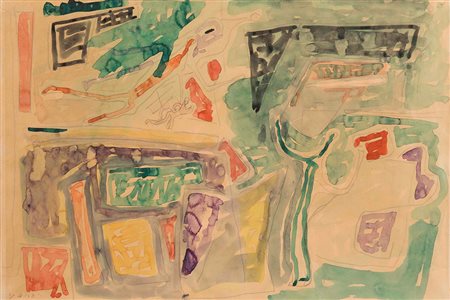 Joseph Zaritsky (1891-1985) Yechiam, 1951 acquerello e matita su carta, cm...